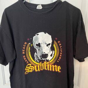 Black Sublime band Lou Dog t-shirt featuring Long Beach, California design Large